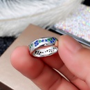 fashion copper inlaid bluegreen zircon couple ring simple wave carved ringpicture9