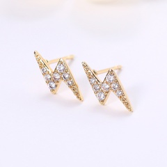 simple mini lightning zircon female simple stud copper earrings wholesale