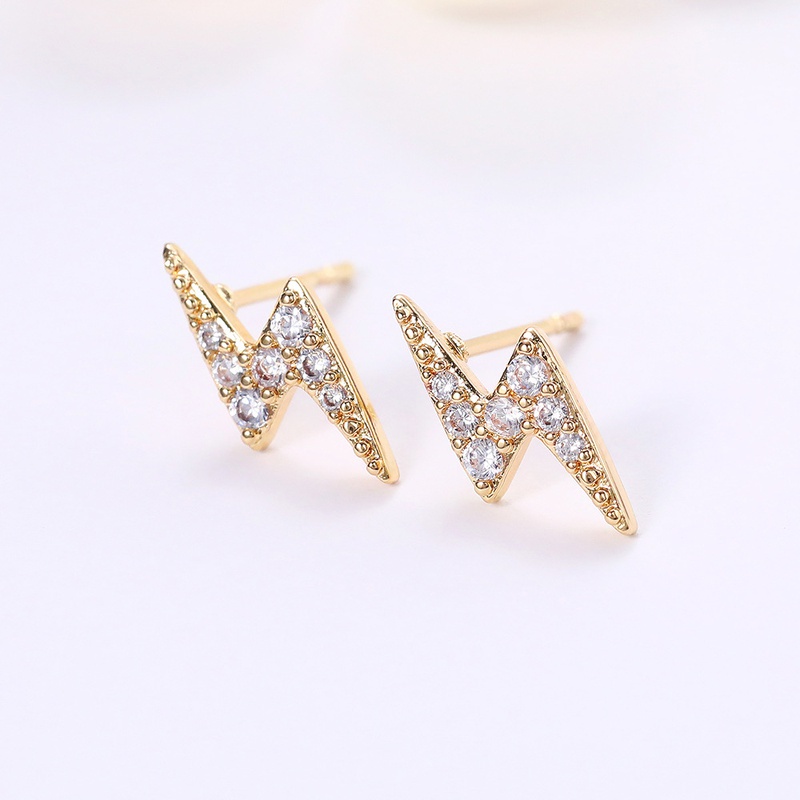 simple mini lightning zircon female simple stud copper earrings wholesale
