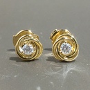 simple copper goldplated metal braided microset zircon exquisite stud copper  earringspicture7