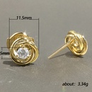 simple copper goldplated metal braided microset zircon exquisite stud copper  earringspicture10