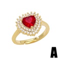 fashion geometric copper ring female full of diamond zircon heartshaped ringpicture10