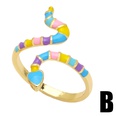 fashion snakeshaped open ring creative cute color drip oil copper ring femalepicture10