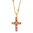 fashion cross shaped pendant microset colorful gem zircon necklacepicture10