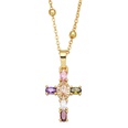 fashion cross shaped pendant microset colorful gem zircon necklacepicture14