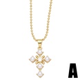 fashion pearl inlaid zircon cross shaped copper necklace wholesalepicture10