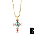 fashion pearl inlaid zircon cross shaped copper necklace wholesalepicture11