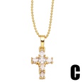 fashion pearl inlaid zircon cross shaped copper necklace wholesalepicture12