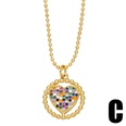 jewelry zircon hollow heart shaped pendant creative geometric round eye necklacepicture12