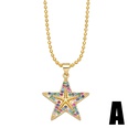 fashion cross colored zircon fivepointed star retro copper clavicle chainpicture11