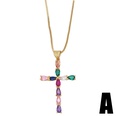 new jewelry inlaid colored zircon cross copper necklace wholesalepicture11