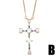 new jewelry inlaid colored zircon cross copper necklace wholesalepicture12