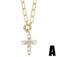 vintage inlaid zircon cross shaped copper necklace wholesalepicture11