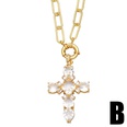 vintage inlaid zircon cross shaped copper necklace wholesalepicture12