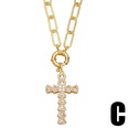 vintage inlaid zircon cross shaped copper necklace wholesalepicture13
