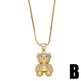 cute animal bear heart shaped inlaid zircon pendant copper necklace wholesalepicture12