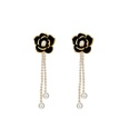 retro diamond black camellia earrings fashion alloy earringspicture11