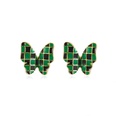 retro dark green butterfly female fashion creative metal drip oil checkerboard alloy earringspicture11