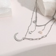 fashion zircon moon pendant double layered titanium steel necklacepicture13