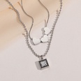 fashion heartshaped necklace stainless steel square zircon clavicle chainpicture12