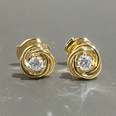 simple copper goldplated metal braided microset zircon exquisite stud copper  earringspicture11