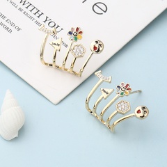 fashion geometric paw petite copper diamond stud earrings