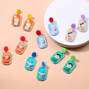 Fashion creative cartoon puppet girly print clown relief resin earringspicture8