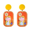 Fashion creative cartoon puppet girly print clown relief resin earringspicture11