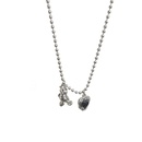 retro bear shaped heart solid color titanium steel necklace wholesalepicture11