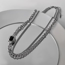 retro hollow chain doublelayer  titanium steel clavicle chain wholesalepicture10