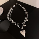 fashion irregular heart double layered trend titanium steel necklace wholesalepicture9