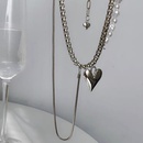 Vintage Stacked Irregular Heart Pearl Titanium Steel Necklace Wholesalepicture9