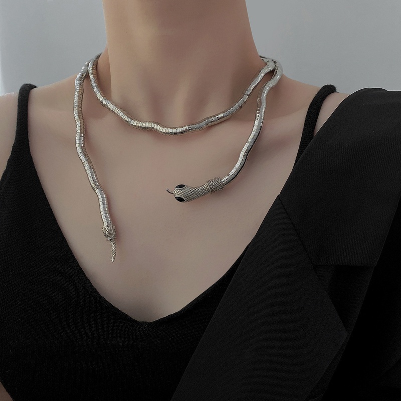 punk snake solid color titanium steel clavicle chain wholesale