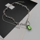 vintage green diamond light inlaid titanium steel stacking clavicle chainpicture8