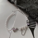 fashion pink pearl heart doublelayer titanium steel clavicle chain bracelet wholesalepicture10