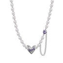fashion pink pearl heart doublelayer titanium steel clavicle chain bracelet wholesalepicture11