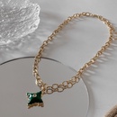 fashion hollow chain trend green fourcornered star titanium steel necklacepicture8
