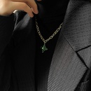fashion hollow chain trend green fourcornered star titanium steel necklacepicture9