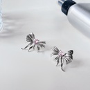 Pink diamond bow needle light inlaid fashion metal texture ear stud jewelrypicture9