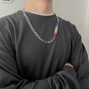 fashion simple geometric hollow chain colorful stitching titanium steel necklacepicture7