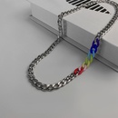 fashion simple geometric hollow chain colorful stitching titanium steel necklacepicture10