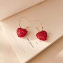 fashion red heart shaped new simple crystal Cshaped drop earrings wholesalepicture8