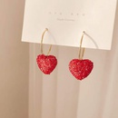 fashion red heart shaped new simple crystal Cshaped drop earrings wholesalepicture11