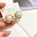 Fashion retro diamond pearl round female new cat eye alloy earringspicture9