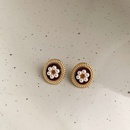 New retro geometric oval pearl flower simple versatile alloy earringspicture8