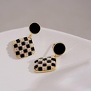 fashion black and white checkerboard square pearl alloy earringspicture7