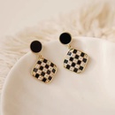 fashion black and white checkerboard square pearl alloy earringspicture8