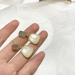 fashion opal earrings simple inlaid diamond alloy earrings