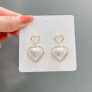 fashion threedimensional doublelayer heartshaped pearl alloy earringspicture8