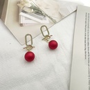 fashion flower cluster earrings red pearl geometric alloy earringspicture8